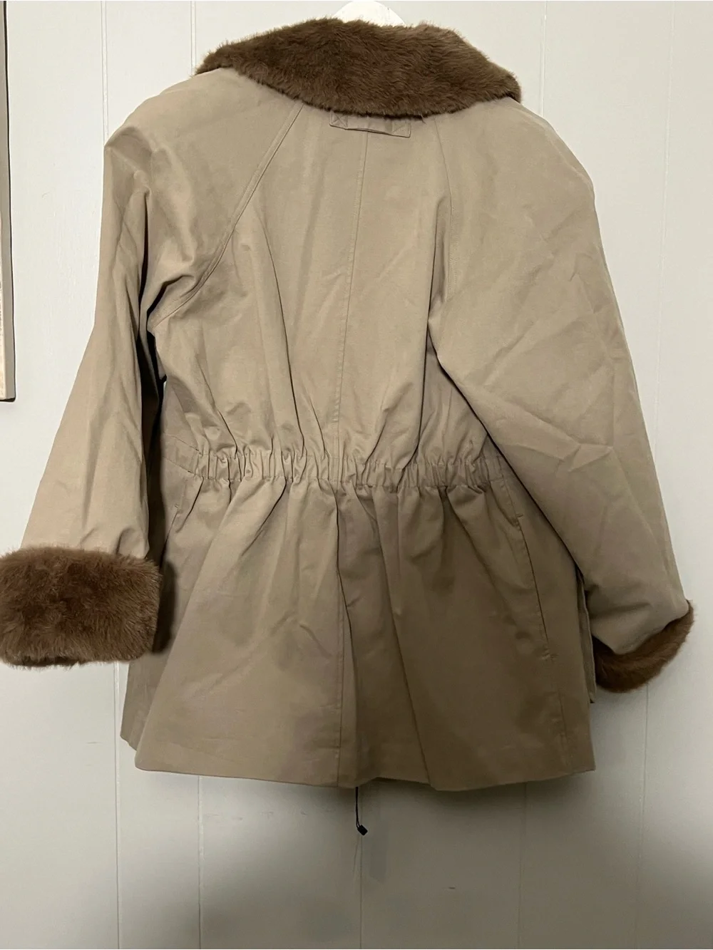 Helsa  The Balmoral Jacket With Faux Fur Trim in Khaki